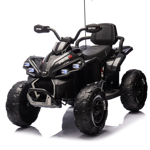 English Elm 24v Kids Electric Atv Xxxl Off-road Ride on with Remote Parental Control and Bluetooth Black W1578P228312