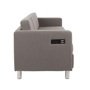 OSP Home Furnishings Atlantic 2 Seat Modern Compact Upholstered Couch with Built-in Usb Charging Chrome Legs Sofa ATL53-895