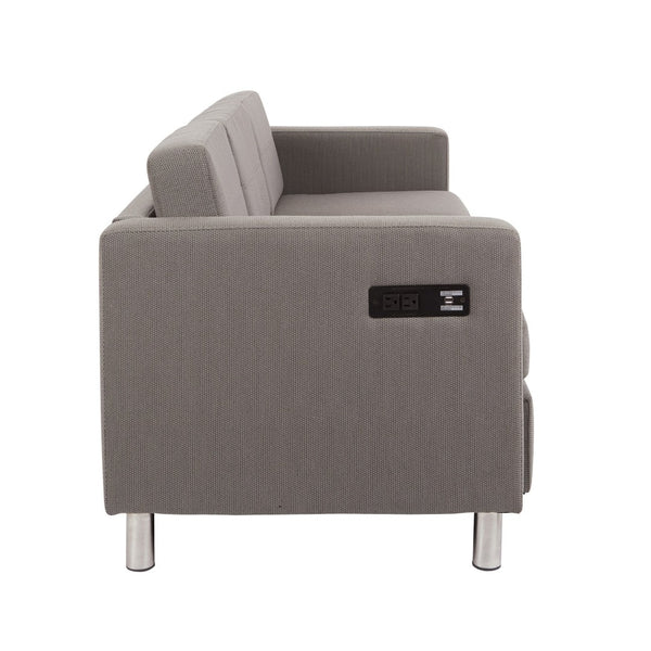 OSP Home Furnishings Atlantic 2 Seat Modern Compact Upholstered Couch with Built-in Usb Charging Chrome Legs Sofa ATL53-895