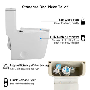 English Elm 1.1/1.6 Gpf Skirted One-piece Elongated Ceramic Toilet with Soft Close Seat Watersense B2724P246932