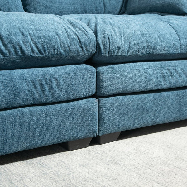 English Elm 84" Chenille Sofa Loveseat with Memory Foam & Pocket Springs, Plush Dual-Layer Comfort, Sturdy Frame Blue W676S00010