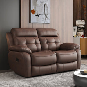 English Elm Genuine Leather Manual Reclining Loveseat Tufted Two Seat Club Style Sofa W1896S00006