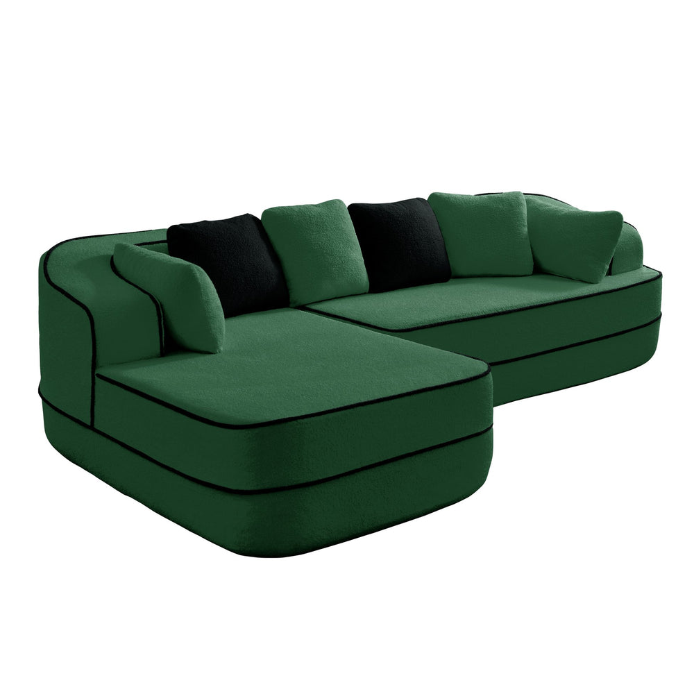 English Elm 106" Plush Teddy Fabric L-Shaped Chaise Sofa - No Assembly, Fluffy Comfort For Modern Living Rooms! W714S01422