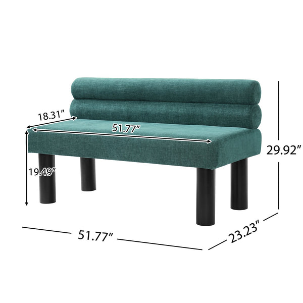 English Elm Upholstered Dining and Entryway Bench with Rubberwood Legs Padded Seat 300 Lb Capacity Black,Green N779P371712G
