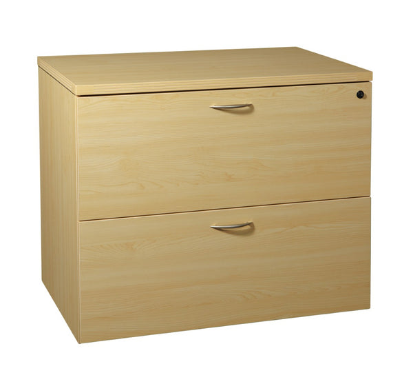 OSP Home Furnishings Napa 2 Drawer Lateral File Cabinet with Locking Drawers and Adjustable Shelf for Office Maple NAP-12-MPL