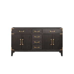 English Elm Brown Oak Double Bath Vanity - Stylish 60" W Solid Wood Storage Solution For Family Bathrooms & More B2731P259839