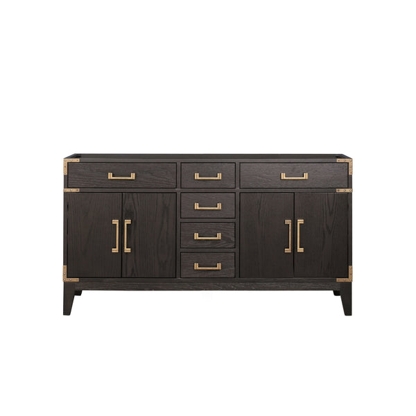 English Elm Brown Oak Double Bath Vanity - Stylish 60" W Solid Wood Storage Solution For Family Bathrooms & More B2731P259839