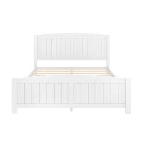 English Elm Queen Solid Wood Platform Bed Frame with Strong Support Slats, No Box Spring Needed, Modern White Finish Light White W1580P374312