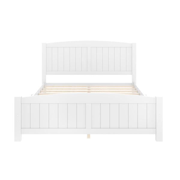 English Elm Queen Solid Wood Platform Bed Frame with Strong Support Slats, No Box Spring Needed, Modern White Finish Light White W1580P374312