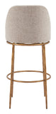 Nordhavn Swivel Barstool Beige & Gold 110271 Zuo Modern