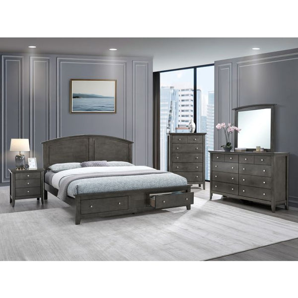 English Elm Hammond King Storage Bed with Panel Headboard Farmhouse Platform Frame Two Drawers Gray B078S00677