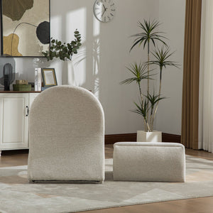 English Elm 24.8 Inch Chenille Armless Accent Chair with Matching Storage Ottoman for Any Room Beige W3098P451468
