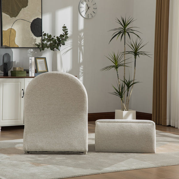 English Elm 24.8 Inch Chenille Armless Accent Chair with Matching Storage Ottoman for Any Room Beige W3098P451468