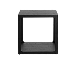 Sunpan Doncaster Side Table - Elegant Solid Oak Design with Adjustable Levelers for Modern Interiors Black