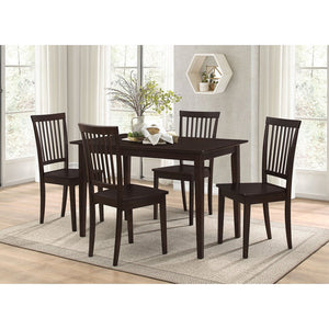 English Elm Stan Cappuccino 5-Piece Dining Set with Rectangular Table & Slat-Back Chairs for Cozy Kitchens B062P345391