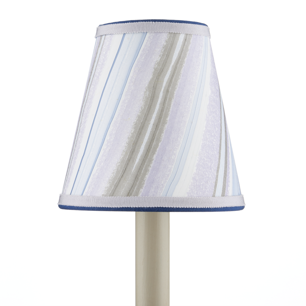 Marble Lavender Tapered Chandelier Shade – Artisanal Marbleized Paper with Grosgrain Ribbon Elegance