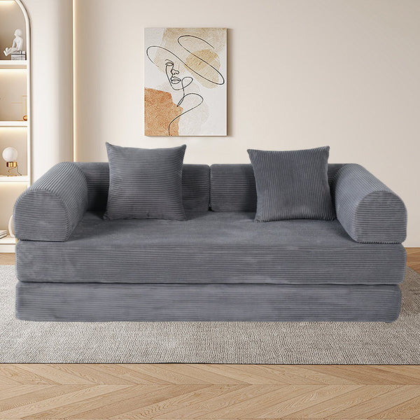 English Elm 2-in-1 Foldable Cloud Sofa Bed Plush Faux Fur Memory Foam Sleeper for Apartments W3422S00004