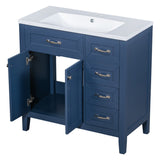 English Elm 36" Bathroom Vanity With Sink Combo, Blue Bathroom Cabinet With Drawers, Solid Frame and Mdf Board