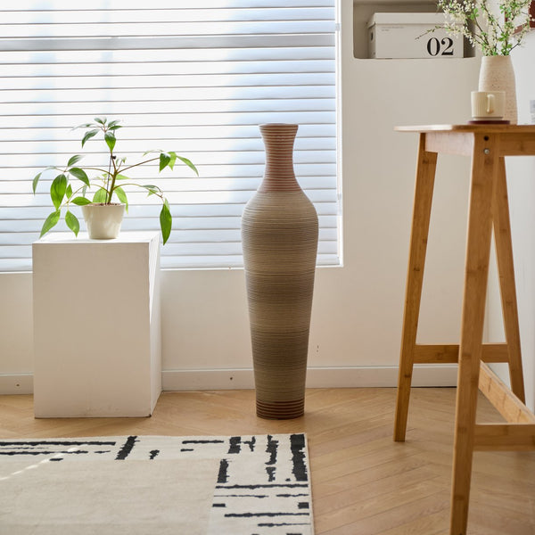 English Elm 39-Inch-Tall PVC Floor Vase Grey – 41" Elegant Modern Decorative Tall Freestanding Accent for Home W2796P193945