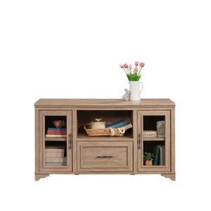 English Elm Credenza, Versatile Brown-Finish Storage Solution With File Drawers And Cable Management System B356P367828