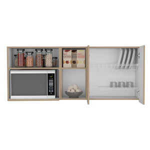English Elm Nucla Wall Cabinet in White & Light Oak — Engineered Wood, Multi Compartments, Stylish Kitchen Storage B092P286136