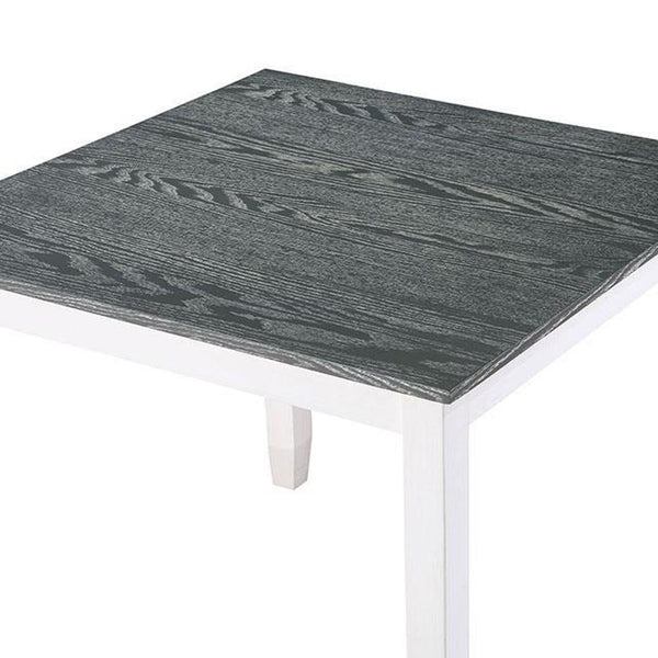 English Elm Modern White 5pc Dining Set with Gray Linen-Like Cushions, Two-Tone Solid Wood Table & Chairs, Transitional Design B011P230001