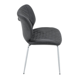 English Elm Dark Oil Waxed Faux Leather Dining Chair Set with Diamond Tufted High Back Metal Legs Dark Gray W3493P444894