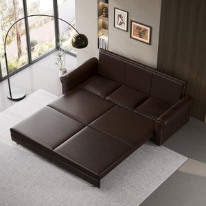 English Elm Chesterfield Velvet King Sleeper Sofa with Nailhead Trim and Rolled Arms for Living Room Dark Brown W1885S00360
