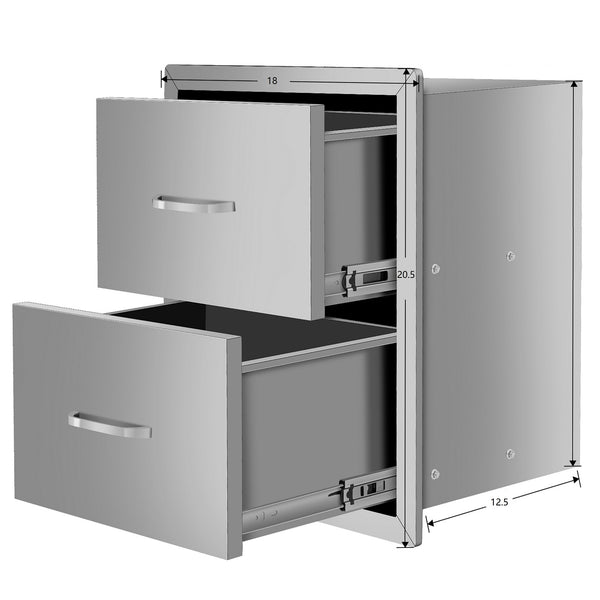 English Elm Double Drawer Stainless Steel Outdoor Kitchen Cabinet for Patio and Courtyard W3167P303252
