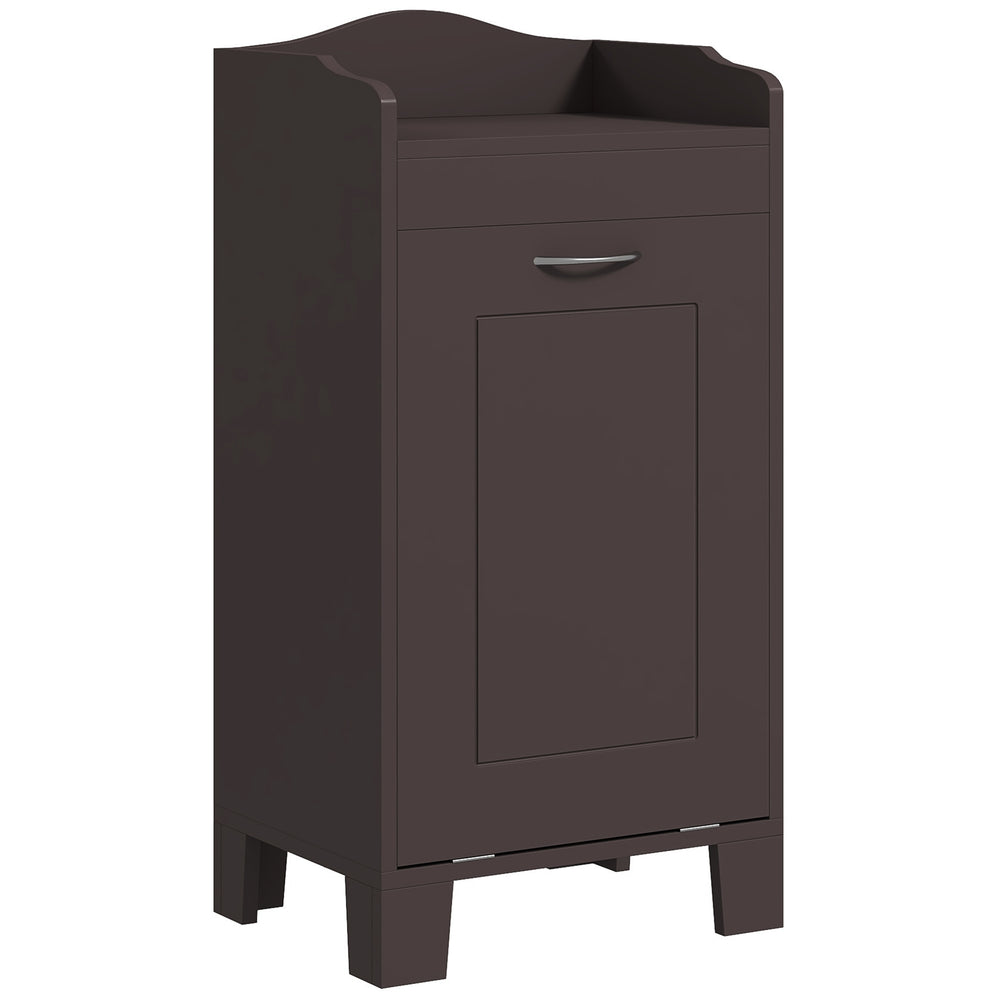 English Elm HOMCOM 31" Tilt-Out Laundry Hamper with Pull-Out Basket, MDF Bathroom Storage Cabinet, Coffee W2225P216992