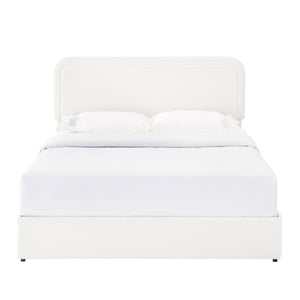 English Elm Liv Queen Boucle Upholstered Platform Bed with 4-Drawer Storage, Curved Tufted Headboard, Durable Frame B083140464