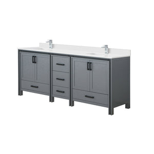 English Elm Dark Grey Double Bath Vanity With White Quartz Top, Complete Faucet Set & Ample Storage Solution B2731P260665