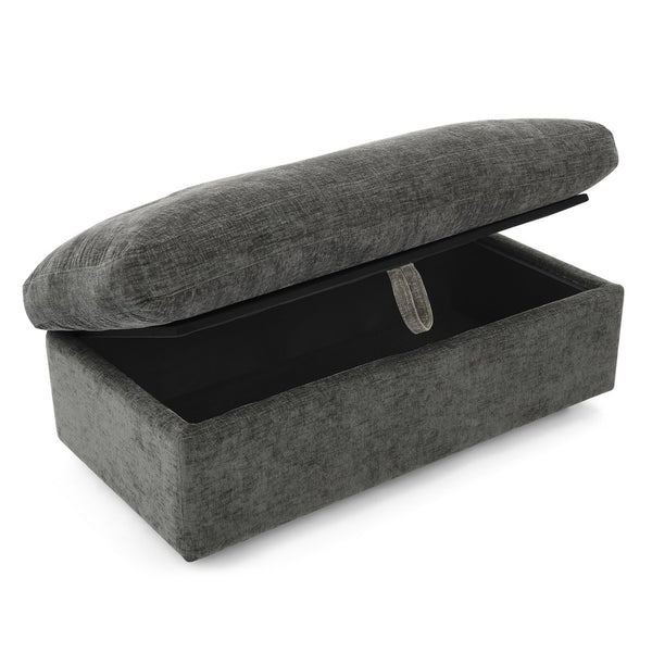 English Elm Leisure Chenille Two Seat Reclining Sofa with Usb Port Storage Ottoman Padded Armrests Gray W487S00522