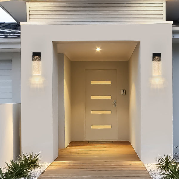 English Elm Outdoor Crystal Bubble Wall Sconces Weatherproof Aluminum Porch Entryway 2 Pack W2312P477661