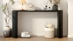 English Elm U_Style Modern Console Table With Semi-Cylindrical Legs - Elegant, Multi-Functional Design For Any Space N711P245617B-GIGA