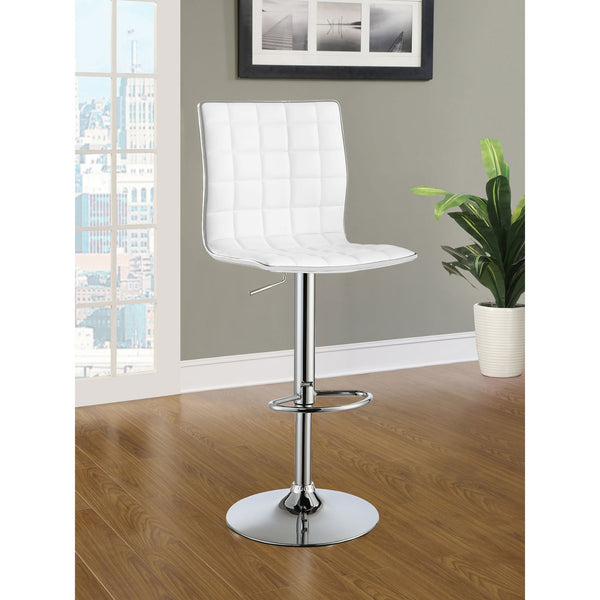 English Elm Ashbury White Upholstered Adjustable Bar Stool Set of 2 — Sleek Leatherette, Crystal Hardware, Modern Comfort B062P344904