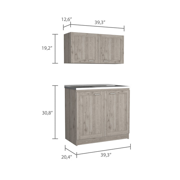 English Elm Perseus Two Piece White Cabinet Set for Kitchen Laundry or Utility Storage B128S00220