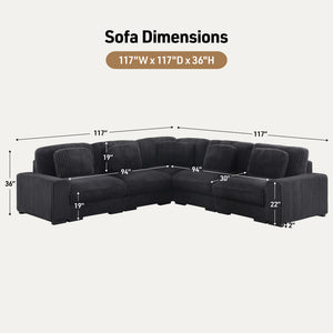 English Elm Lianne Channel Tufted Corduroy Modular Sectional with Reversible Chaise for Living Rooms B2749S00045