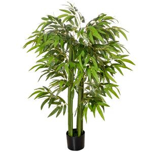 English Elm HOMCOM Lifelike 4.5FT Artificial Bamboo Tree in Black Nursery Pot, 924 Leaves, Maintenance-Free Elegance W2225P229160