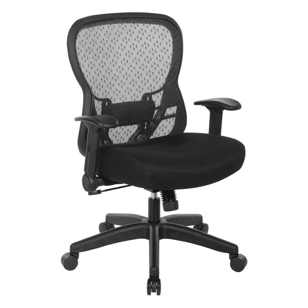 OSP Home Furnishings Deluxe Ergonomic Mesh Office Chair with Memory Foam Seat and Four Way Adjustable Arms 529R-3R2N1F2