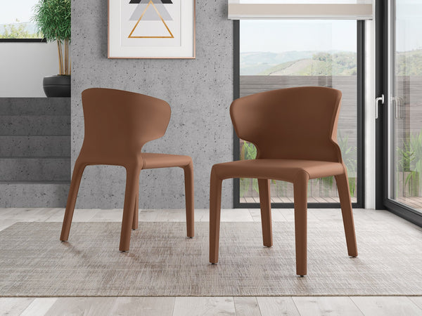English Elm Conrad Upholstered Dining Chair with Metal Frame, Faux Leather Tweed Finish, Contoured Comfort Brown B365P397798