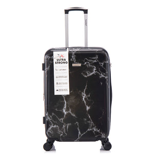 English Elm 3-piece Polycarbonate Hardshell Luggage Set with Swivel Wheels and Combo Lock Black T3292P316965