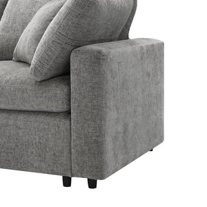 English Elm [video Modular Cloud Sectional Sofa Chenille Six Seat Sleeper with Ottoman for Living Room Gray N723S9583G