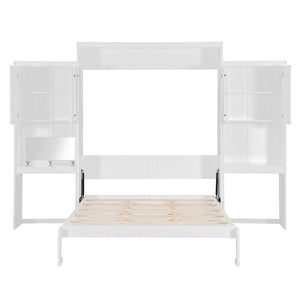 English Elm Queen Size Murphy Bed With Integrated Desk, Vanity & Storage Cabinets For Versatile Living Spaces N820S10057K-GIGA