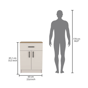 English Elm Mayorca Multistorage Pantry Cabinet Ivory - One Drawer, Two Shelves, 23.6"W Top for Small Appliances and Decor B200P240241