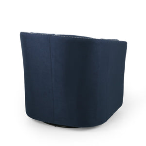 English Elm Christopher Knight Home® - SWIVEL Club Chair in Linen with Double Nailhead Trim, Cozy Tub Design, Iron Legs, No Assembly Required Blue 68404.00BLU