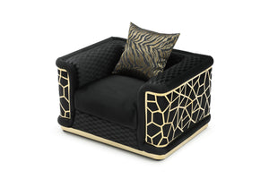 English Elm Talia Art Deco Accent Chair Hardwood Frame Structured Back Geometric Living Room Black B078P301561
