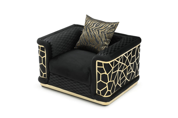 English Elm Talia Art Deco Accent Chair Hardwood Frame Structured Back Geometric Living Room Black B078P301561