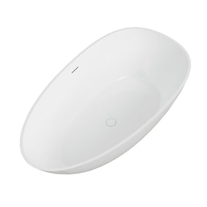 English Elm 59" Stone Resin Freestanding Soaking Tub Spa Grade Oval Design for Modern Baths Glossy White W1920P410046