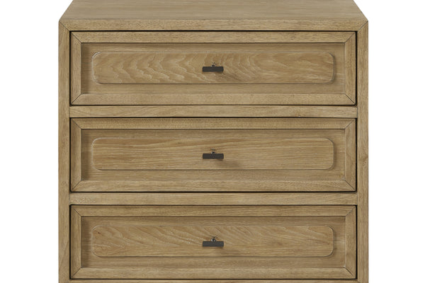 English Elm 3 Drawer Nightstand Warm Cashew Finish with Usb Charging Cedar Lined Bedroom Storage Tan B2699P440894